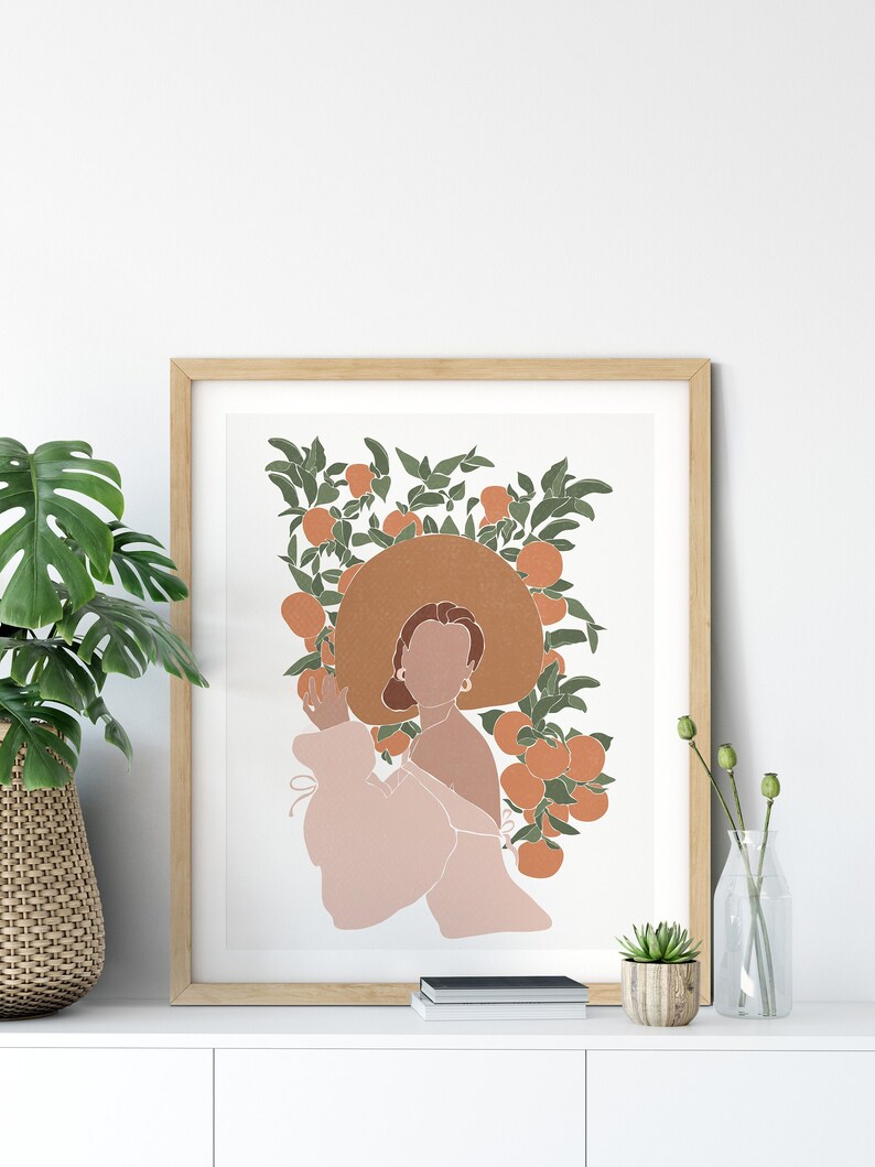 Boho Wall Decor Above Bed Art Burnt Orange Minimalist