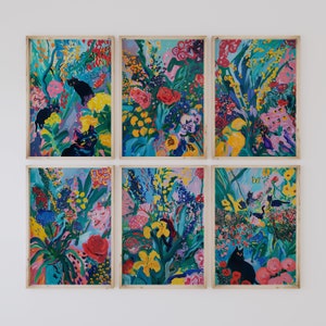 Floral Gallery Wall Art Set: Eklektische abstrakte Kunstdrucke