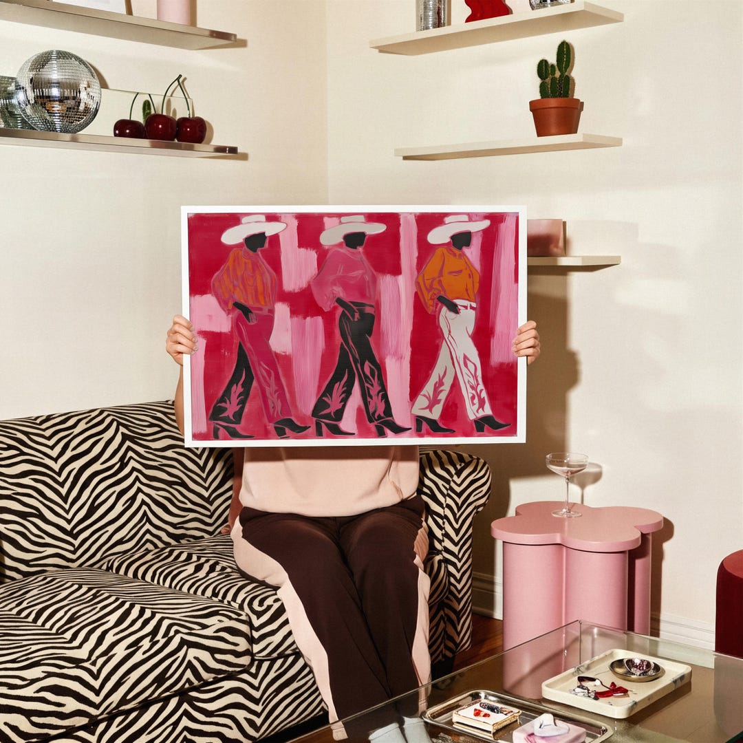 retro cowgirl art prints - set of 3 - digital download... Pink Cowgirl Print: Modern Western Art, Texas Decor - Etsy