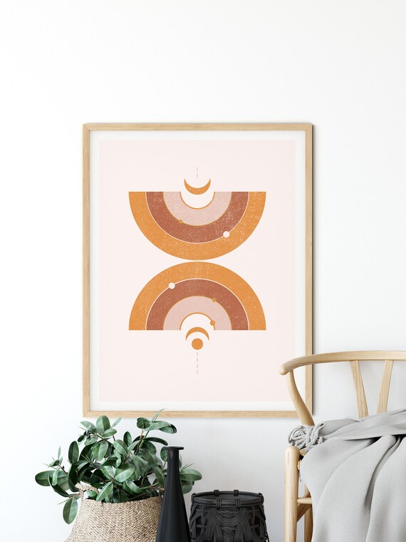 Rainbow Print Burnt Orange Art Boho Home Decor Earth Colors Etsy