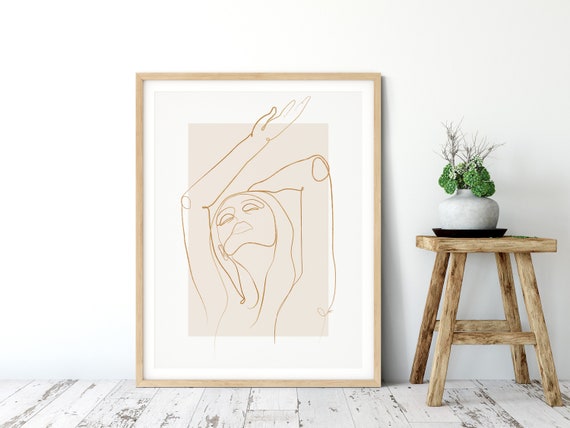 Bathroom Wall Art Woman Body Minimalist Line Drawing Bedroom Wall Decor Above Bed Wall Art Line Art Print Abstract Drawing With One Line