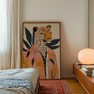 Wall Art Leopard Print Art Boho Bedroom Decor Burnt Orange Home Decor Neutral Wall Art Modern Boho Decor Living Room Wall Art, Eclectic Decor, Bohemian Style, Animal Print Art, Neutral Colors Decor, Boho Living Room Decor, Bedroom Wall Art, Boho Chic