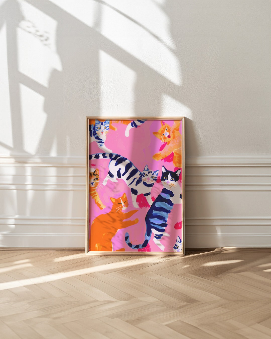 Picture Idea: Colorful Cat Maximalist Wall Art Danish Patel Dopamine Decor Trendy