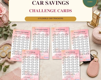Pink Marble Car Savings Challenge: A6 Budget Inserts (Digital Download