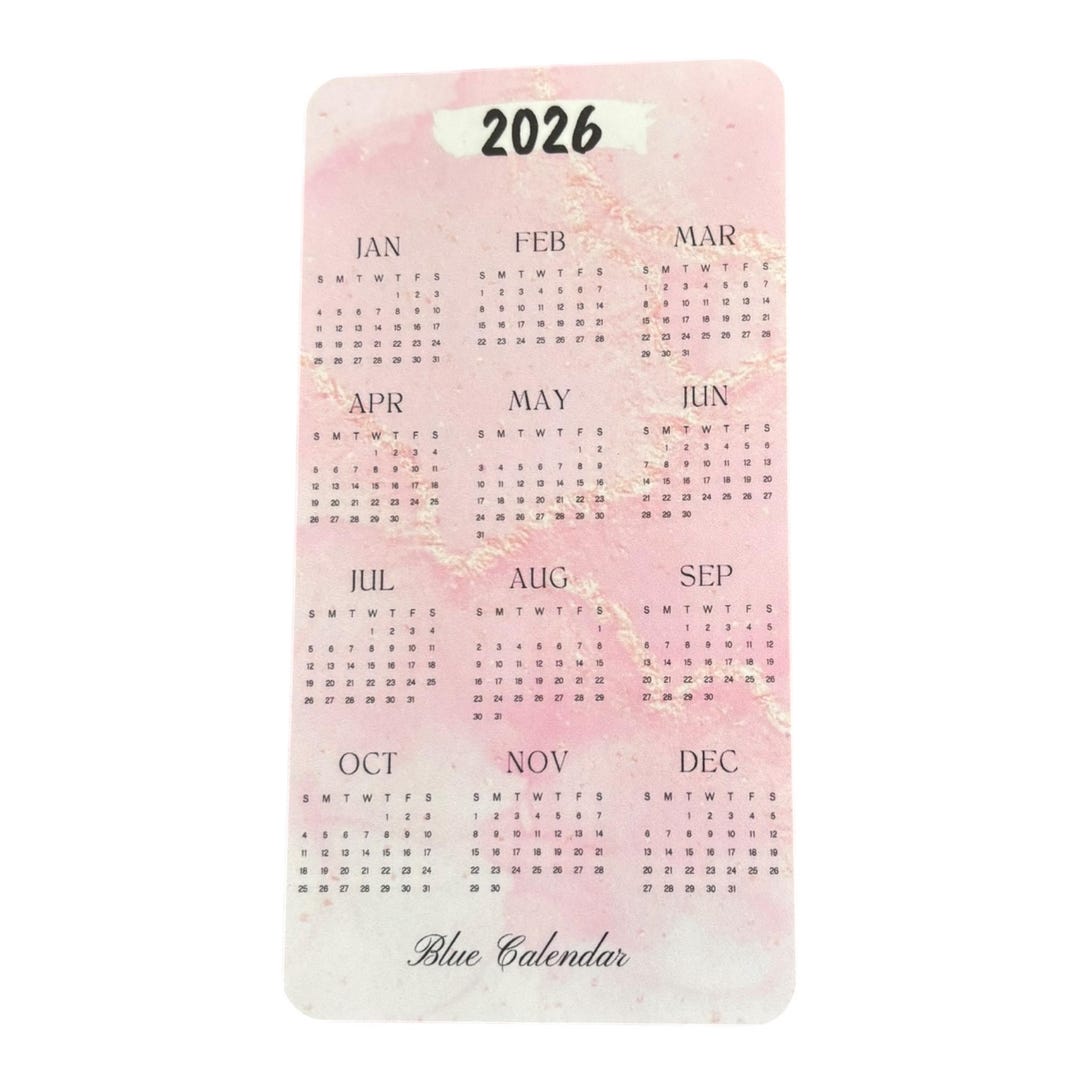 Pink Marble A6 2026 Calendar Insert: Monthly Planner Card - Etsy