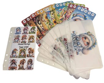 Gnomes 12-Month Savings Challenge – Matt Vellum A6 Wallets, Budget Tracker
