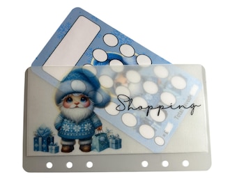 Personalised Gnome Blue Snowy Wallet and Matching Write your own Tracker word