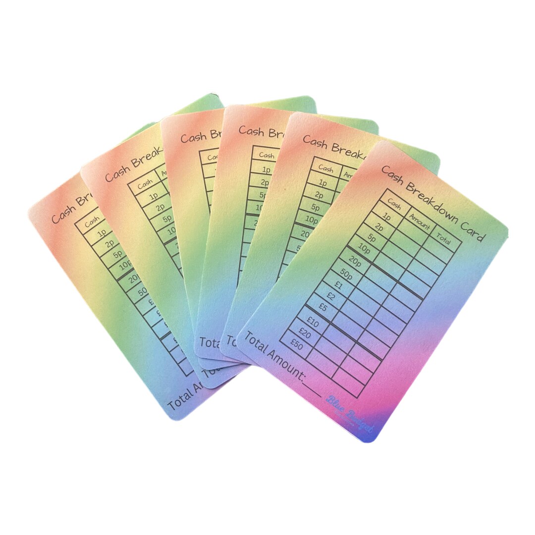 Laminated Cash Breakdown Cards: A6 Budgeting Inserts - Cash Stuffing UK ...