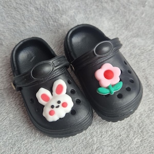 80mm Black Croc Style Sandals with Accessories. Modelled on Our Generation Doll.