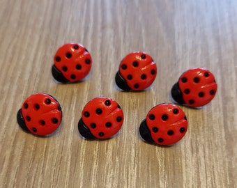 Ladybird lady bug buttons pack of 6