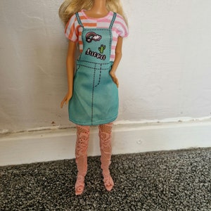 Dress and High Leg Stockings Outfit for a small Sized Doll 30cm 11 inch