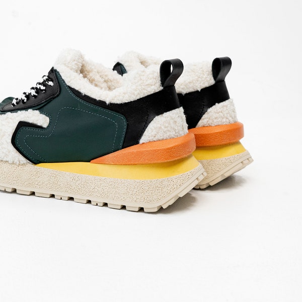 Custom futuristic plush fur sneakers