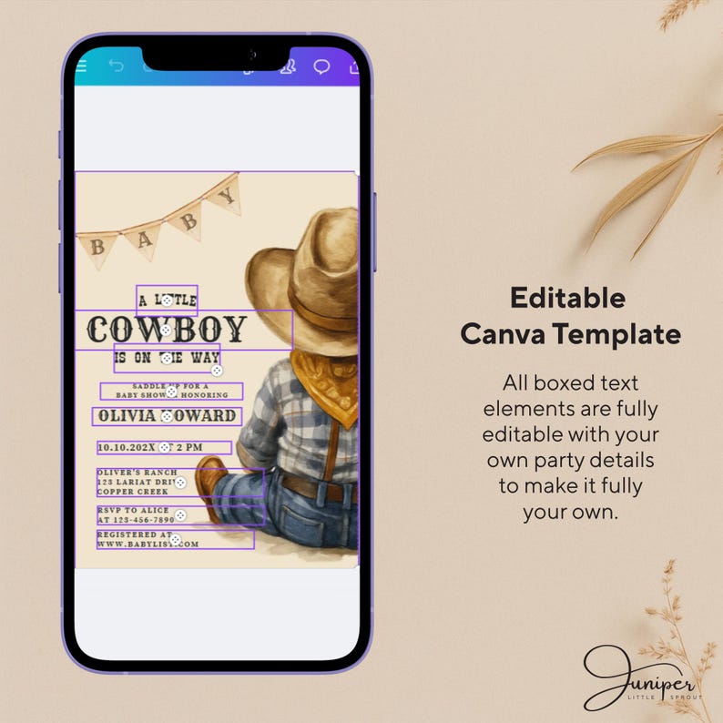 Editable A Little Cowboy Is On The Way Baby Shower Bundle, Rustic Cowboy Baby Shower Card, Wild West Baby Shower, Custom Rodeo Baby Shower
