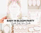 Baby in Bloom Baby Shower Bundle, Wildflower Baby Shower Decorations, Spring Garden Baby Shower Cards, Custom Flower Baby Shower Party Set