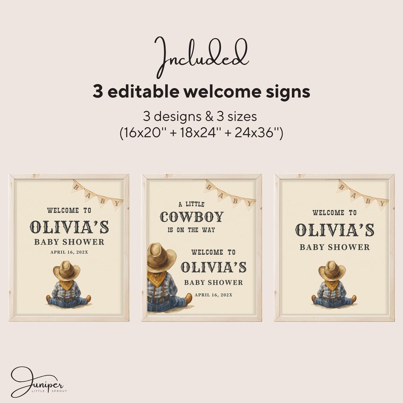 Editable A Little Cowboy Is On The Way Baby Shower Bundle, Rustic Cowboy Baby Shower Card, Wild West Baby Shower, Custom Rodeo Baby Shower