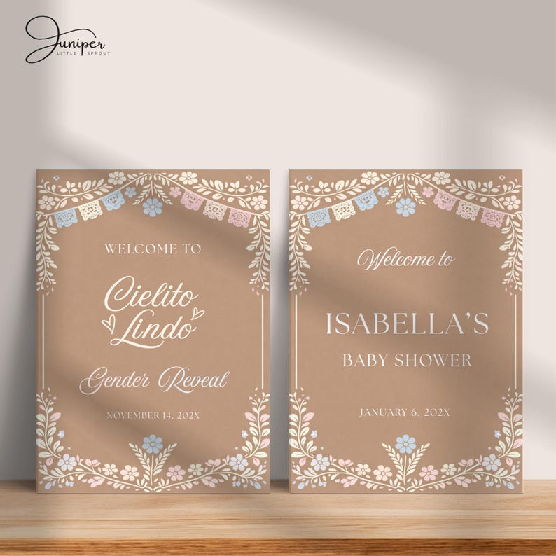 Cielito Lindo Baby Shower Welcome Sign, Mexican Floral Baby Shower Entrance Poster, Papel Picado Gender Reveal Welcome Banner
