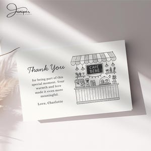 Cafe Bebe Baby Shower Bundle, Coffee Baby Shower Invitation Set, Café Baby Raffle & Thank You Cards, Coffee Bean Invite, French Cafe Invite