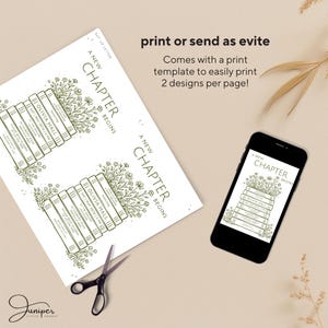 Book Themed Baby Shower Invitation, A New Chapter Begins Invite, Greenery Storybook Baby Invite, Vintage Book Invite, Floral Baby Shower,