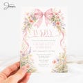 Baby in Bloom Baby Shower Invite, Wildflower Party Template, Girl Baby Shower Card, Pink Bow Invitation, Spring Flowers Baby Shower Invite product logo
