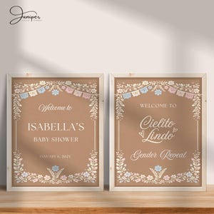 Cielito Lindo Baby Shower Welcome Sign, Mexican Floral Baby Shower Entrance Poster, Papel Picado Gender Reveal Welcome Banner