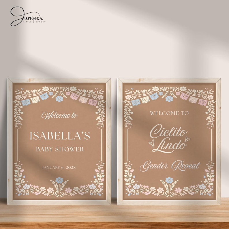 Cielito Lindo Baby Shower Welcome Sign, Mexican Floral Baby Shower Entrance Poster, Papel Picado Gender Reveal Welcome Banner