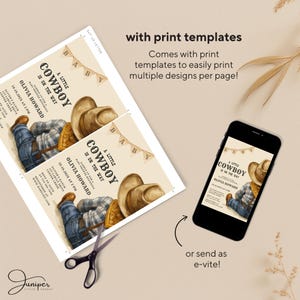 Editable A Little Cowboy Is On The Way Baby Shower Bundle, Rustic Cowboy Baby Shower Card, Wild West Baby Shower, Custom Rodeo Baby Shower