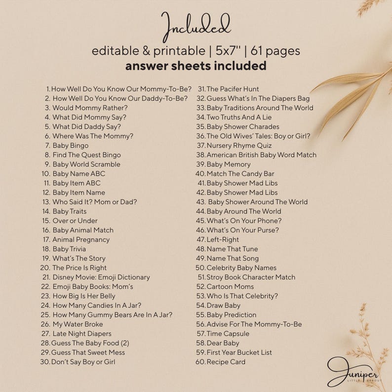 A Baby Is Brewing Baby Shower Games, Editable Tea Party Baby Shower, Pink High Tea Party Templates, Tea Games & Answer Baby Shower Set