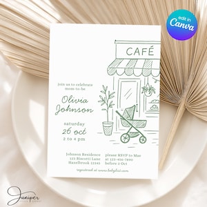 Cafe Bebe Baby Shower Bundle, Coffee Baby Shower Invitation Set, Home Cafe Themed Baby Shower Bundle, Coffee Bean Invite, French Cafe Invite