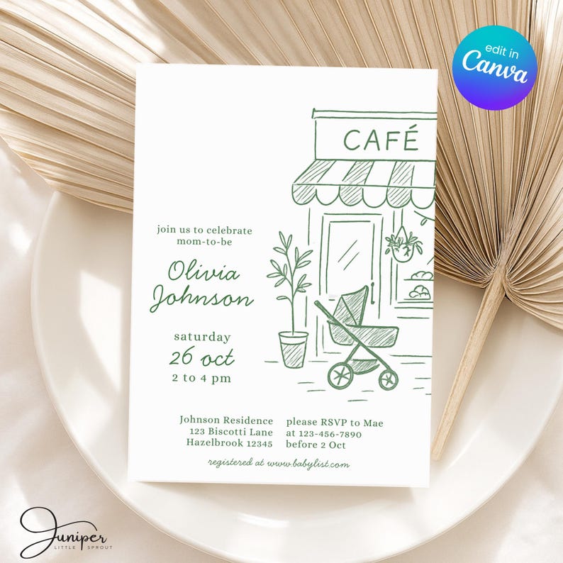 Cafe Bebe Baby Shower Bundle, Coffee Baby Shower Invitation Set, Home Cafe Themed Baby Shower Bundle, Coffee Bean Invite, French Cafe Invite
