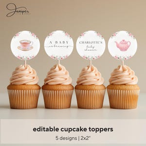 Editable A Baby Is Brewing Baby Shower Bundle, Pink Floral Tea Party Baby Shower, Tea Time Books & Diaper Raffle, Whimsical Tea Shower Set