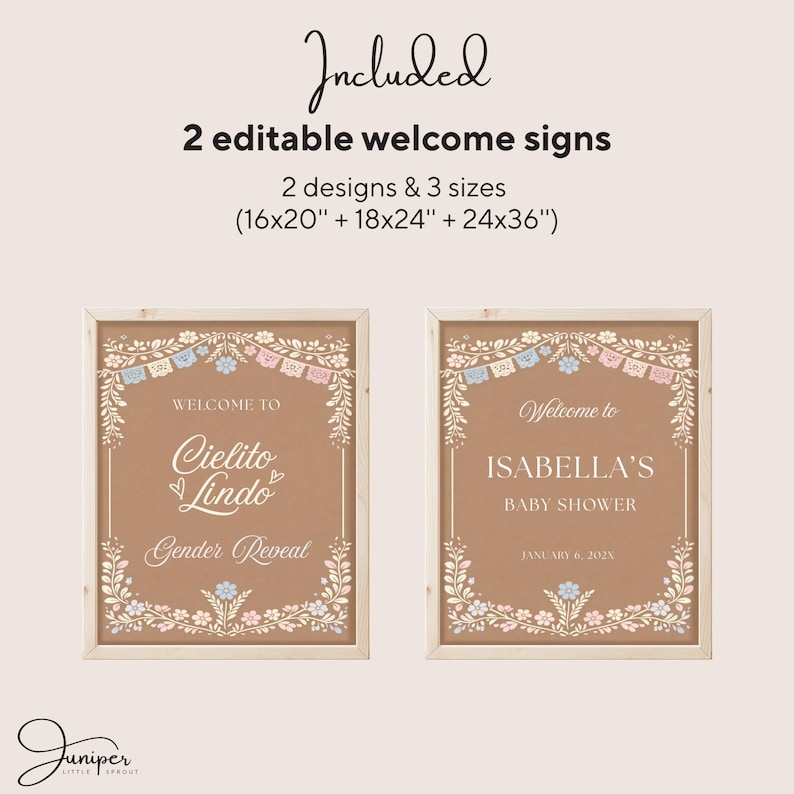 Cielito Lindo Baby Shower Welcome Sign, Mexican Floral Baby Shower Entrance Poster, Papel Picado Gender Reveal Welcome Banner