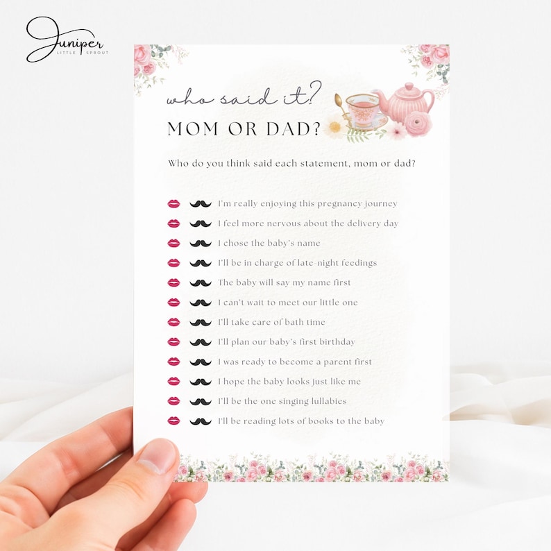 Editable A Baby Is Brewing Baby Shower Games, Tea Party Baby Shower, Pink Floral Baby Shower, Whimsical Tea Games & Answer Baby Shower Set