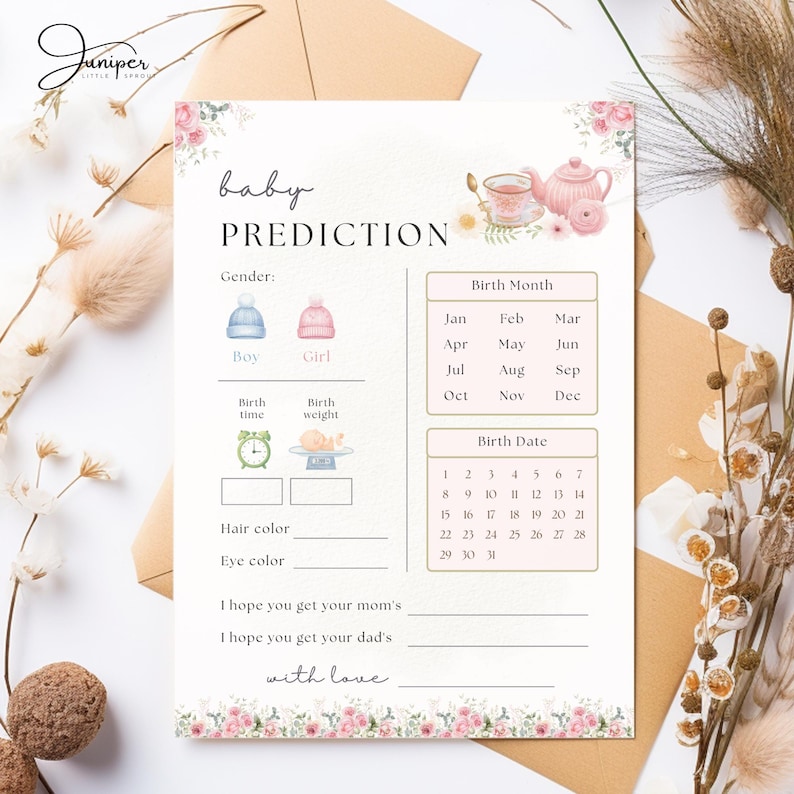 Editable A Baby Is Brewing Baby Shower Games, Tea Party Baby Shower, Pink Floral Baby Shower, Whimsical Tea Games & Answer Baby Shower Set