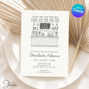 Cafe Bebe Baby Shower Bundle, Coffee Baby Shower Invitation Set, Café Baby Raffle & Thank You Cards, Coffee Bean Invite, French Cafe Invite