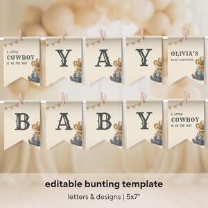 Editable A Little Cowboy Is On The Way Baby Shower Bundle, Rustic Cowboy Baby Shower Card, Wild West Baby Shower, Custom Rodeo Baby Shower