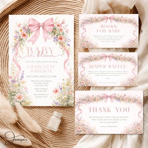 Baby in Bloom Baby Shower Bundle, Wildflower Baby Shower Decorations, Spring Garden Baby Shower Cards, Custom Flower Baby Shower Party Set