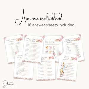 Editable A Baby Is Brewing Baby Shower Games, Tea Party Baby Shower, Pink Floral Baby Shower, Whimsical Tea Games & Answer Baby Shower Set