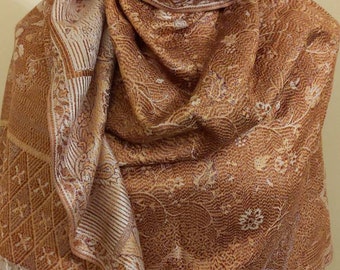 BNWT Luxury soft PAISLEY PRINT silk pashmina shawl head scarf wrap in ivory gold