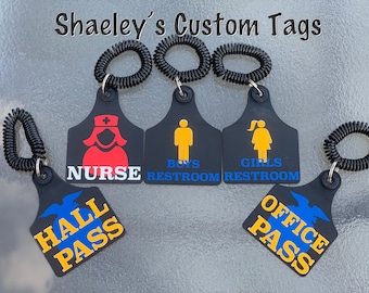 Custom Teacher Hall Passes- 5 Piece Set