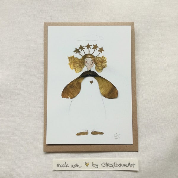 Kunstkarte mit Engelzeichnung Engel, Weihnachtskarte, Engelkarte "Lucia",besondere Weihnachtskarte mit Engel, Engelpostkarte, Kunstdruck