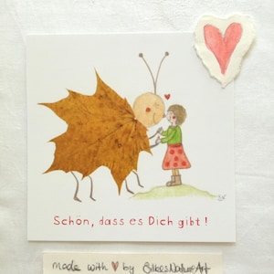 Postkarte "Schön, dass es Dich gibt", Käferillustration, Geburtstagskarte, Mädchen