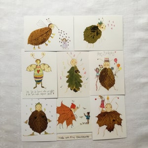 Kartenset "Käferliebe", Postkarte, Käfer, Käferillustration, Blätterkunst, Naturwesen, Kinder Postkarte, Gute Laune Karte