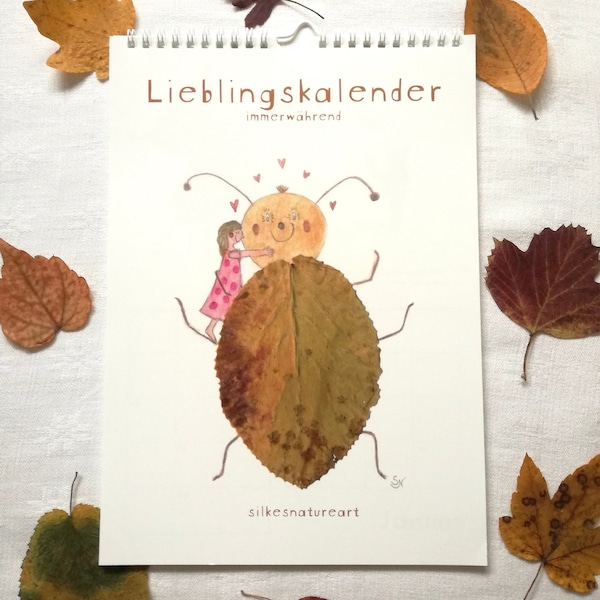 Liebevoller Geburtstagskalender, Immerwährender Kalender, Geburtstagskalender, Käferkalender, Kinderkalender, Käferillustration