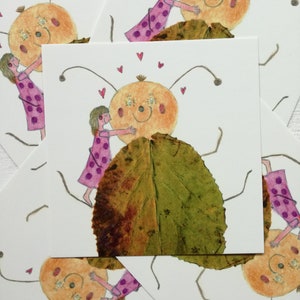 Postkarte "Ich hab dich lieb", Käferillustration, Geschenkanhänger, Freundschaft, Käferpostkarte