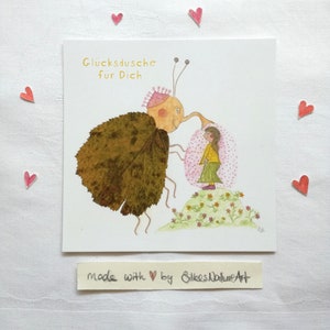 Postkarte "Glücksdusche für Dich", Segenskarte, Glückwunschkarte, Käferillustration