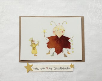New* Postcard *Wunderzeit mit Dir*, Christmas card, Beetle illustration