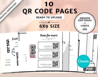 KDP QR Code Page Bundle, 10 6x9 Pages, KDP Interior Editable, Low Content Book Canva Templates, Commercial Use, Ready to Upload