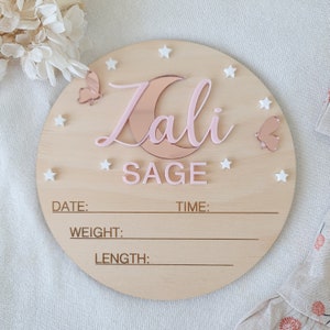 17cm Personalised Baby Announcement | Newborn photo shoot | Newborn announcement | Custom Baby Announcement | Moon Baby Name Sign