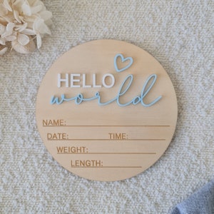 Wooden baby announcement | announcement plaque  | Newborn photo shoot | Newborn announcement | Photo prop | Hello world Sign  | Hello World