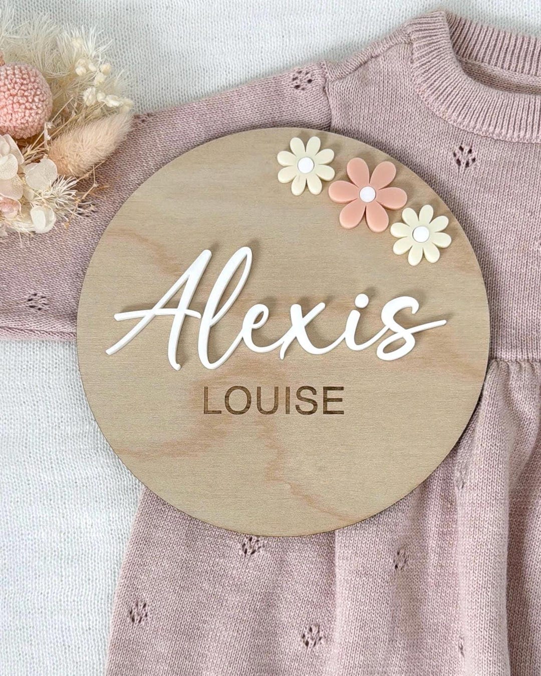 Wooden Birth Sign, Daisy Theme Baby Sign, Baby Announcement Sign, Baby ...